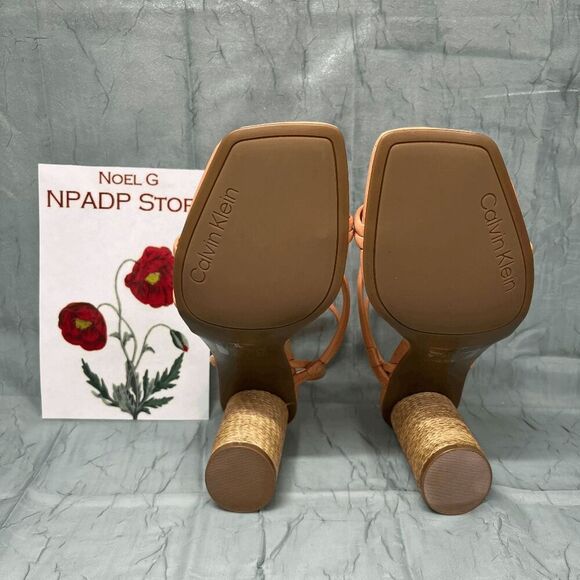 Calvin Klein Women's Sizzle High Block Heel Dress Sandals - Orange 10M - Picture 4 of 6